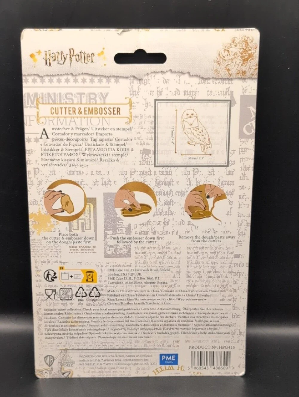 PME Hedwig Owl Cookie Cutter and Embosser Gold